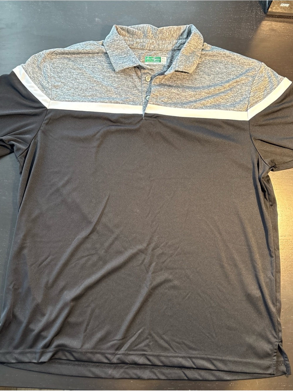 Ben Hogan Black Polo with Gray Yoke and White Chest Stripe